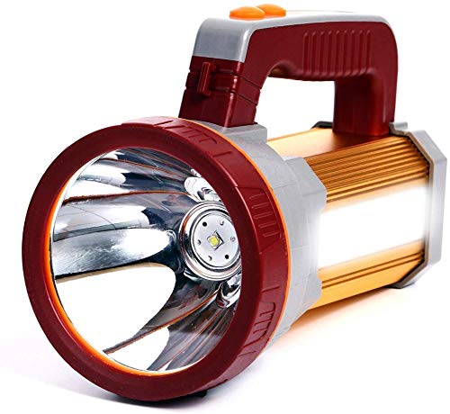 AF-WAN - Torcia a LED super luminosa, ricaricabile, portatile, portatile, con potente torcia da 9000 mAh, 7000 lumen, impermeabile e resistente, con uscita USB come power bank (oro)