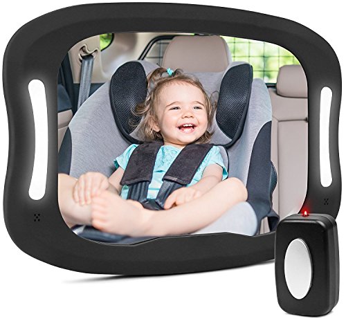 Specchio Auto Bambino,LED Specchietto Retrovisore per Seggiolini auto per Bambini Sedile Posteriore Specchio con Led Luce ,Sicuro e Antiurto Regolabilità a 360 Gradi 100% infrangibile Baby Mirror