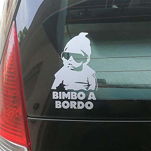 BONFINITY Adesivo Bimbo a Bordo per Auto | Sticker 11x17 cm Baby on Board Esterno in Vinile Resistente e Impermeabile Tuning Autoadesivo