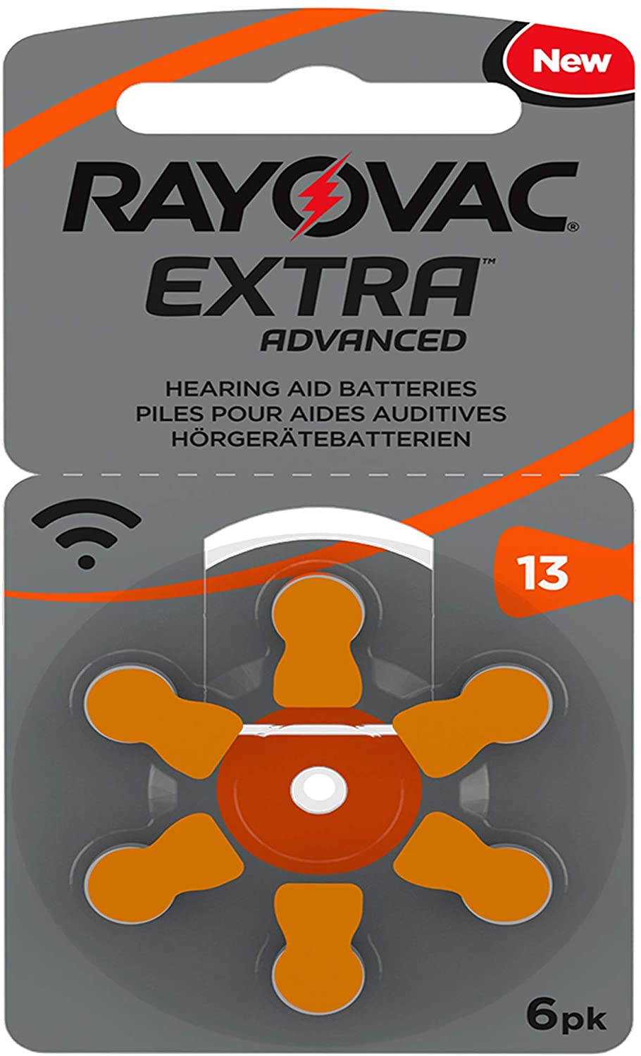 Rayovac Extra Advanced Batterie Acustiche Zinco Aria, Formato 13 Value Pack da 30 Batterie, Arancione