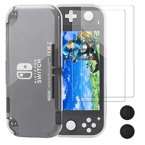 Custodia Protettiva per Nintendo Switch Lite, REDTRON Custodia Protettiva in Cristallo TPU Comfort con Proteggi Schermo in Vetro Temperato e Tappi per il Pollice per Console Nintendo Switch Lite 2019