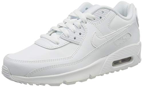 Nike Air Max 90 LTR Big Kids' Shoe, Scarpe da Corsa Bambina, White/White-Metallic Silver-White, 36.5 EU