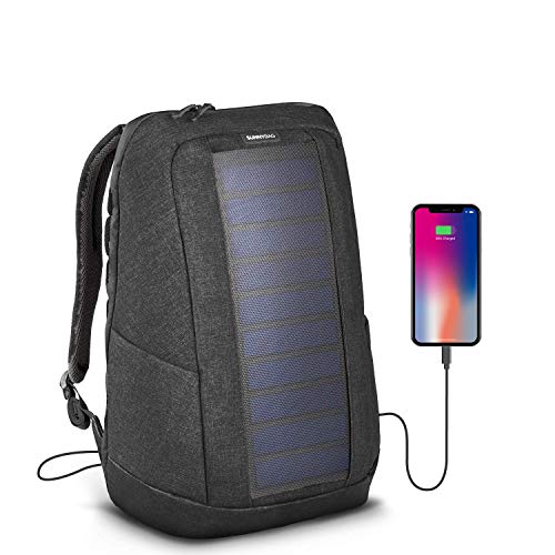 SunnyBAG Iconic Zaino Solare | per caricare Smartphone, Laptop e Altri dispositivi USB con energia Solare | con Pannello Solare da 7 Watt, Volume di 20l e Scomparto per Laptop da 17
