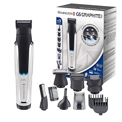 Remington Rifinitore Viso G5 Graphite Series, Rete/Ricaricabile, Lame Auto-Affilanti, Resistente all'Acqua, Rifinitore Naso, Orecchie e Sopracciglia, Pg5000-410 g