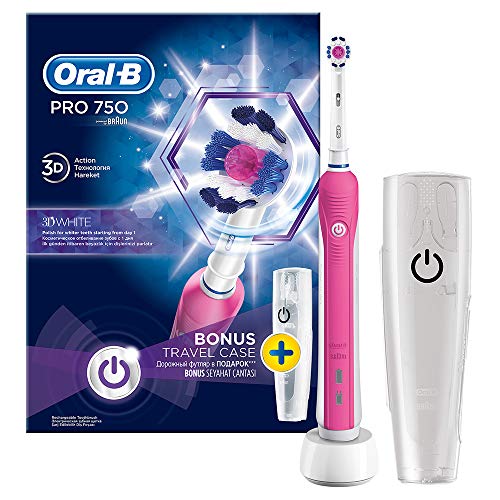 Oral B Pro 750, spazzolino da denti con astuccio da viaggio, colore: rosa