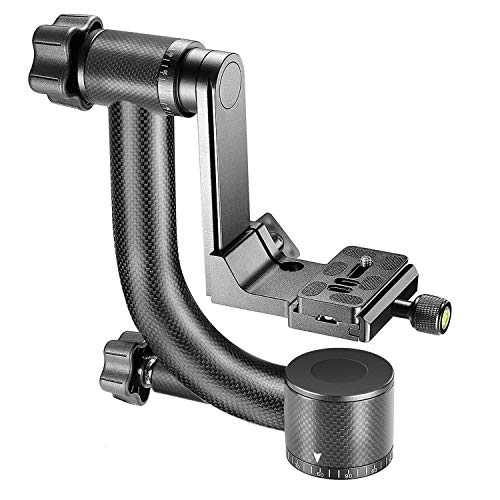 Neewer Testa a Sfera per Treppiedi con Arca-Swiss Standard 1/4” Piastra a Sgancio Rapido e Livella a Bolla per Fotocamere DSLR da Massimo 13,6kg, in Fibra al Carbonio 360° Gimbal Panoramico