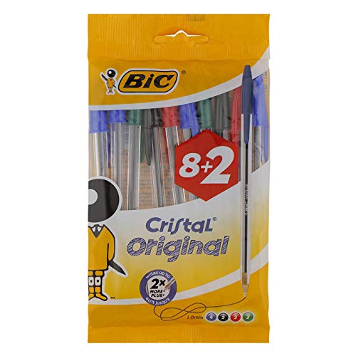 BiC Cristal - 8 + 2 penne a sfera, tratto medio