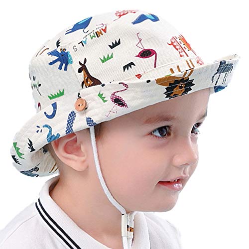Snyemio Cappello da Sole Bambino Cotone Interno Bucket Hat con Sottogola
