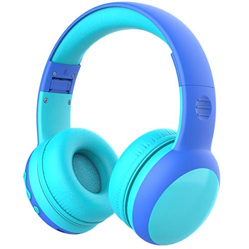 Cuffie Bluetooth per Bambini, Limitatore audio a 85 dB, Bambini Cuffie Senza Fili Over Ear, Stereo Cuffie per Bambini con Microfono, Cuffie Pieghevoli per Ragazzi e Ragazze - Azul
