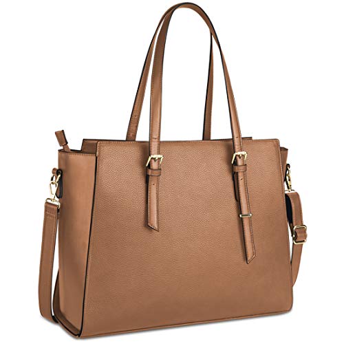 Borsa Donna Borsa Lavoro Donna Borsa Porta PC 15.6 Pollici Grande Borsa a Tracolla Impermeabile in Pelle PU Borsa Tote Shopper Marrone