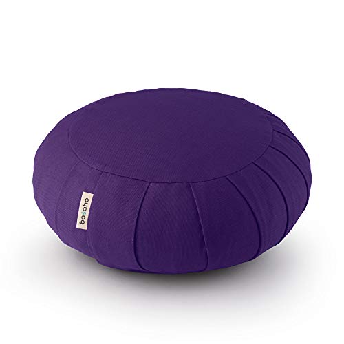 basaho Classic Zafu Cuscino da Meditazione | Cotone Organico (Certificato GOTS) | Gusci di Grano Saraceno | Rivestimento Lavabile Rimovibile (Viola Puro)