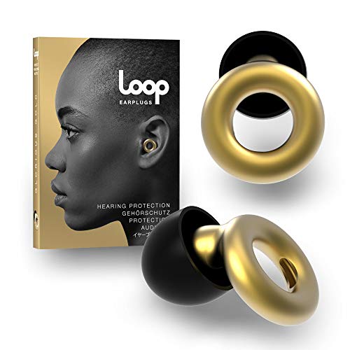 Loop Tappi per le Orecchie a Riduzione di Rumore - Rimuovono 20 Db di Suono - Tappi per Protezione Orecchie per Musicisti, Moto, Piscina, Sport - Ideali per Musica dal Vivo - Silicone e Spugna - Oro