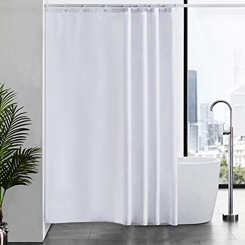 Furlinic Tende Doccia, Tessuto Anti-Muffa Bianco Impermeabile Ultra Grande Pulita del Fodera Lavabile,Imposta con 12 Ganci di Plastica-180 x 210cm.