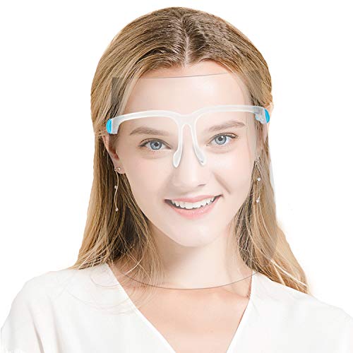 Visiera Integrale Compatibile con Occhiali Anti Splash e Pellicola Trasparente Saliva Proteggi Copertura per Uomo Donna (10 pz Visiere 5 pz Cornice)