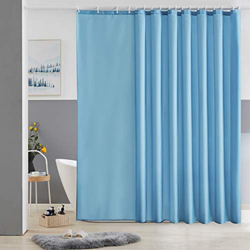 Furlinic Tenda Doccia Antimuffa Tessuto Poliestere Grande Tende Doccia Impermeabile Lavabile Azzurro Tenda Vasca da Bagno con 18 Ganci 275x180cm.