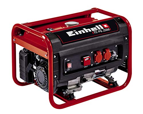 Einhell TC-PG 2500 Generatore di corrente (benzina, motore 4 tempi, max 2.400 W, 2 prese da 230 V, serbatoio 15l, incl. voltmetro, funzione AVR)