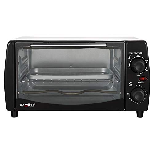 WOLTU BF10wsz Mini Forno Elettrico Fornetto Piccolo, Capacità 12 Litri, Potenza 800 W, Timer 30', Temperatura Regolabile, Nero+Bianco