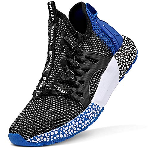 Scarpe Sportive Bambini e Ragazzi Scarpe da Corsa Ginnastica Respirabile Mesh Running Sneakers Fitness Casual(G-Nero/Blu,35 EU)