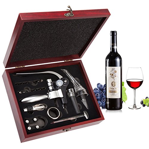 Set Apribottiglie,Smaier Cavatappi a Coniglio, Kit Accessori per vino, Set Regalo con Custodia in Legno