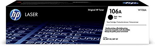 HP 106A W1106A Cartuccia Toner Originale da 1000 Pagine, Compatibile con Stampanti LaserJet Serie 100 e Laserjet Serie MFP 130, Nero