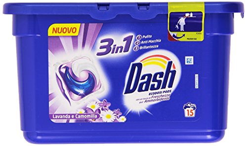 Dash - Detersivo per lavatrice in Monodose, 3 in 1 Lavanda e Camomilla 15 Monodosi - 432 g