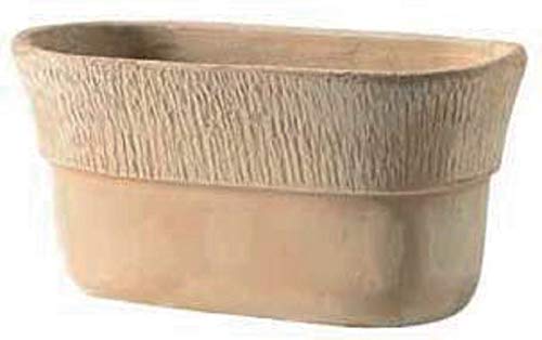 FIORIERA VASO OVALE (DUE PEZZI UGUALI) IN TERRACOTTA, FATTA A MANO; LUNGHEZZA CM. 24, ALTEZZA CM. 12, PROFONDITA’ CM. 13. MADE IN ITALY