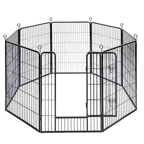 FEANDREA Recinto 8 Pannelli per Animali, Box per Cani, 77 x 100 cm, Nero PPK81H