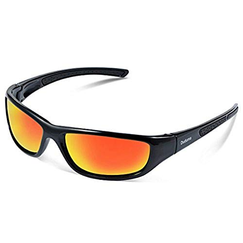 Duduma Sport Occhiali da Sole Polarizzati Ideale per lo Sci Golf Corsa Ciclismo TR8116 Super Leggero per Gli Uomini e le Donne (Telaio nero con lente rossa)