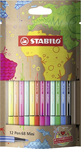 STABILO Pennarello Premium Pen 68 Mini - #mySTABILOdesign - Pack da 12 - con 12 colori assortiti