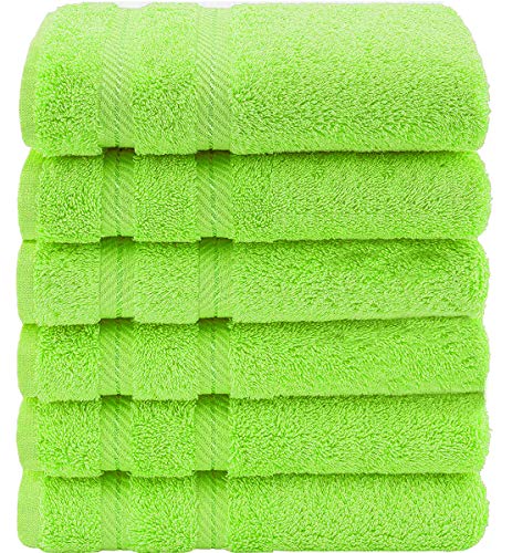 CASA COPENHAGEN Bella, set di 6 asciugamani turchi, include 6 Pcs Hand Towel verde lime
