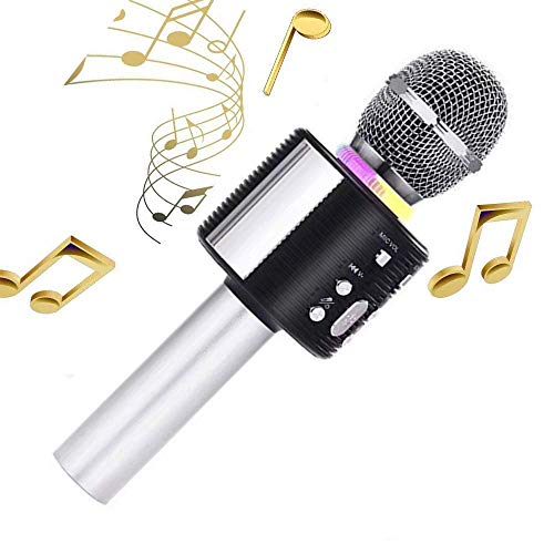 ALLCELE Macchina per Karaoke Senza Fili per Feste, Karaoke per Bambini, Compatibile con dispositivi Android e iOS per la casa, KTV all'aperto, Regalo per Il 18° Compleanno per Ragazze (Argento)