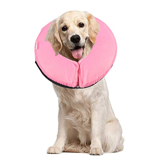 PET SPPTIES E-Collar Gonfiabile Collo Collare Gonfiabile per Cane Cani Collo di Protezione PS005 (PS005-L/Pink)