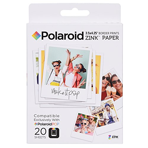 Polaroid Carta fotografica 3,5 x 4,25 pollici ZINK con bordo (20 Fogli) - Compatibile con la fotocamera istantanea Polaroid POP