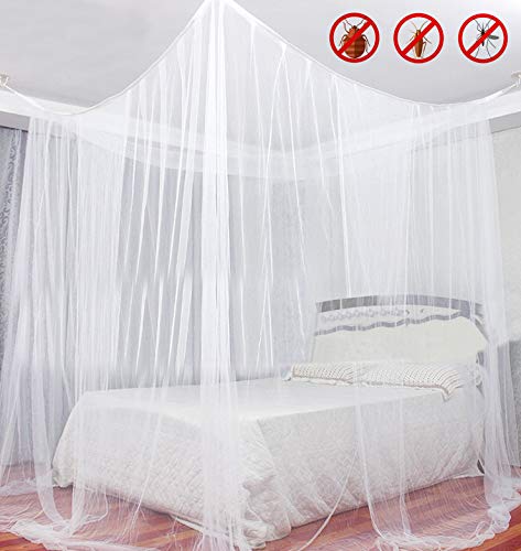 LEMESO 220 * 200 * 200 Zanzariera Quadrata per Letto, Tenda Protezione dalle Zanzare dagli Insetti per Interni ed Esterni da Campeggio con Ganci, con Kit Completo per la Sospensione