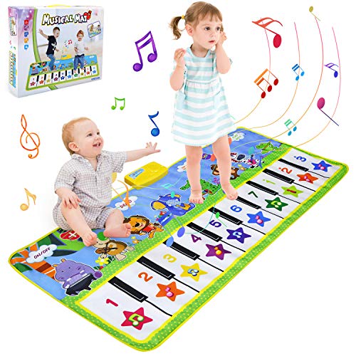 BelleStyle Tappeto Musicale Bambini, 135x59cm Grande Tappetino Pianoforte Bambino, Tappetino da Ballo e Gioca Musicale Tocca Tastiera Playmat Tappetini Giocattoli Educativi per Bambini