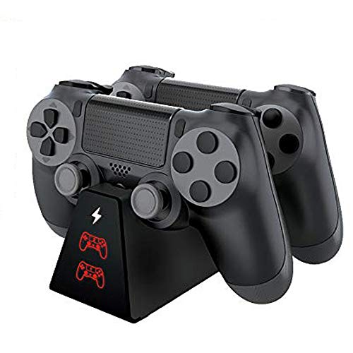 Likorlove Stazione di ricarica per PS4, con display a LED, per una ricarica completa in sole 2 ore, docking station con cavo micro USB per Sony Playstation 4/Slim/Pro Wireless Console