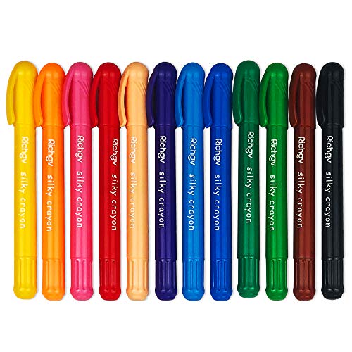 richgv Pastelli per Bambini, 12 Colori Pastelli per Gel Lavabili Non Tossici per Bambini, Set di Matite Colorate per Studenti, Giocattoli da Disegno a Penna