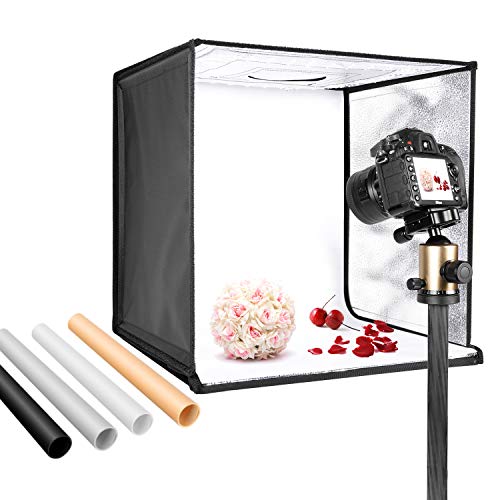 Neewer Photo Studio Luce Scatola 50cm Tenda Luce di Ripresa Luminosità Regolabile Pieghevole Portatile Professionale da Tavolo Kit di Illuminazione per Fotografia 120 Luci LED 4 Colori Fondali