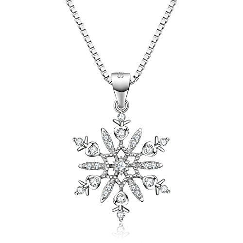 J.venus collane delle donne, argento collana fiocco di neve ciondolo per le donne, 45cm, regalo ideale per San Valentino, compleanno
