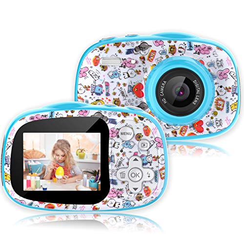 PTHTECHUS Videocamera Digitale per Bambini, con Schermo IPS HD da 2.0 Pollici, Scheda di Memoria da 32 GB Gratuita, Supporto MP3 MP4, Regali per Feste di Compleanno per Ragazzi di 3-10 Anni (Blu)