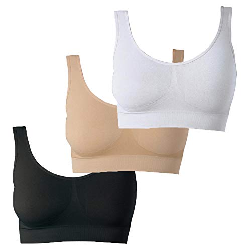 UnsichtBra Set da 3 Reggiseni Benessere | Reggiseno Sportivo | Abbigliamento Palestra Donna | Taglie Forti Donna | 3 Pezzi Reggiseno Allattamento (wellbra_swh)(L)