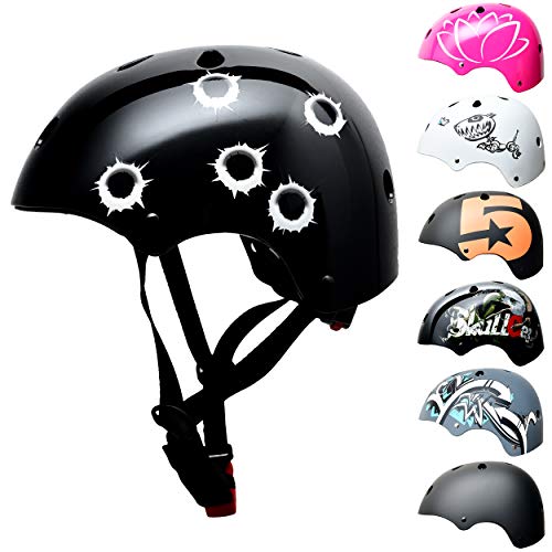 SkullCap® BMX & Casco per Skater Casco - Bicicletta & Monopattino Elettrico, Design: Bullets, Taglia: S (53-55 cm)
