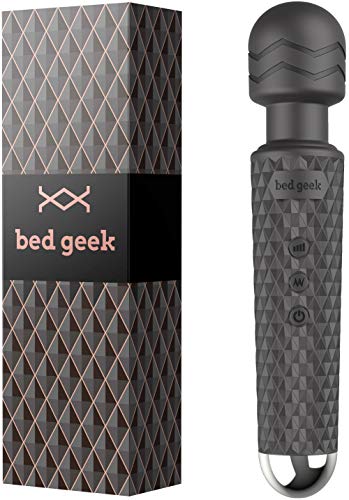 Massaggiatore wand con Nuova Funzione Memoria di bed geek Asta Massaggiatore Wireless Manuale ed Elettrico Silicone Soffice per Pelle 20 Modalità 8 Velocità Nero