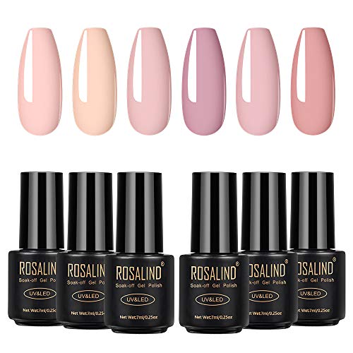 ROSLAIND Smalti Per Unghie In Gel Rosa 6 Coloris UV LED 7ml Smalto Semipermanente Kit