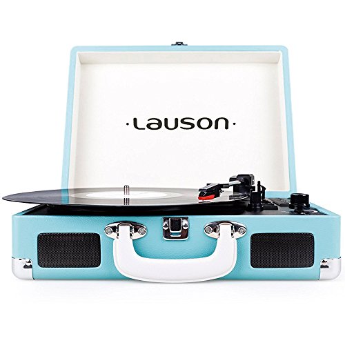 Lauson CL604 Giradischi Vintage Bluetooth | USB Funzione Codifica Registrazione in MP3, Digitalizza Musica del Vinile | Lettore Vinile Portatile 3 Velocità 33/45/78 | Altopartanti Integrati (Azzurro)