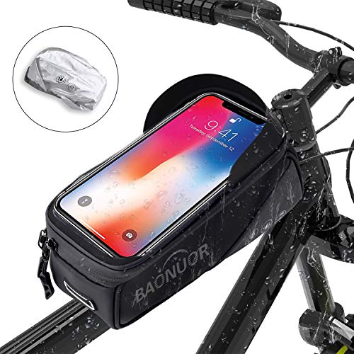 BAONUOR Borsa Telaio Bici, Borsa da Manubrio per Biciclette Impermeabile, Borse Biciclette Supporto Bici MTB BMX per 6 inch Telefono iPhone 7 Plus / 6s Plus / 6 Plus/Samsung S7 Edge Altro Fino