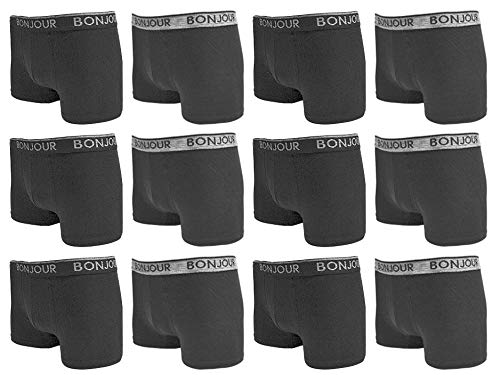 Bonjour® - Boxer per bambini, in cotone elasticizzato, 5-13 anni, confezione da 6/12 Confezione da 6 pezzi. 7-8 Anni