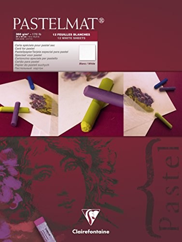 Clairefontaine 30 x 40 cm PastelMat Pastel Card Pad No3, 360 g, 12 fogli, bianco
