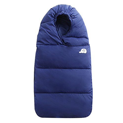 WYT Sacchi Nanna Bambino Sacco a pelo Per l'inverno Giù piuma Cotone Denso Neonato avvolgere Con cerniera 76cm,Scuro Blu