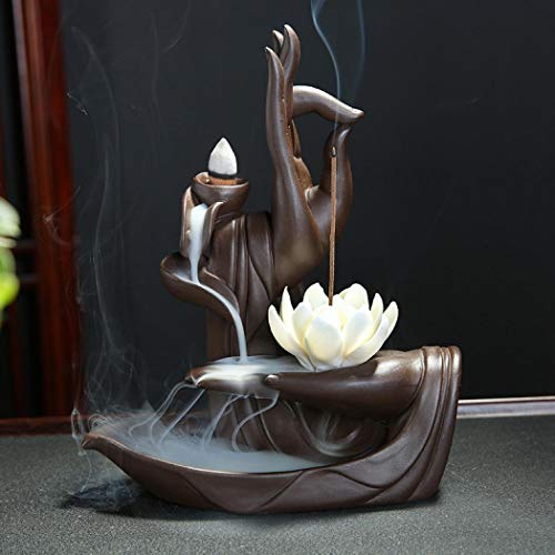 Handmade Backflow incenso Lotus/Monk Backflow porta incenso bastoncini di incenso supporto con pezzi Backflow incenso Home Decor Lotus